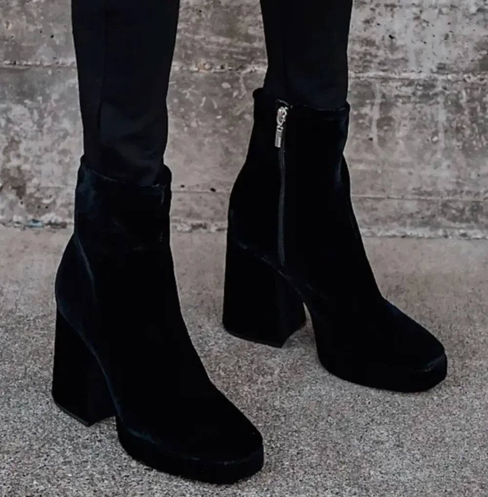 Schutz platform black velvet booties